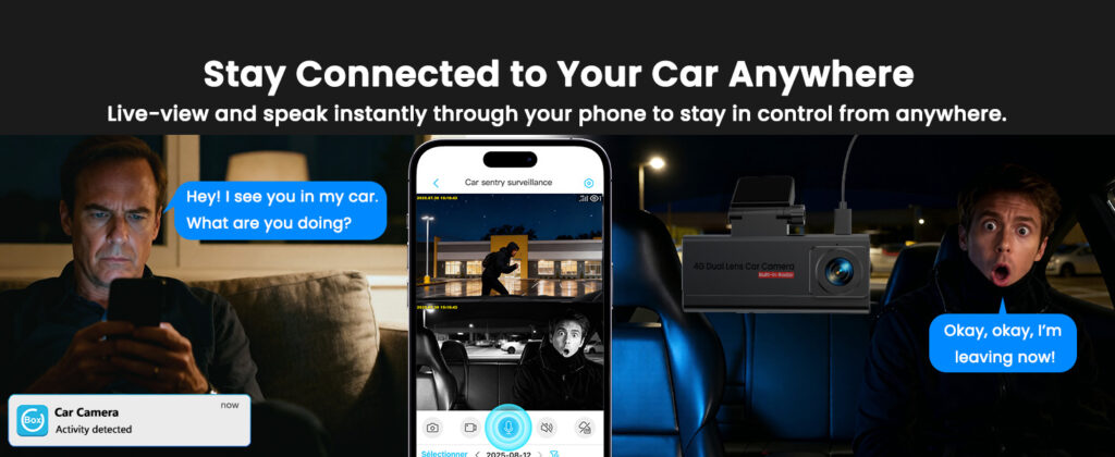 checking car security camera footage remotely on smartphone app