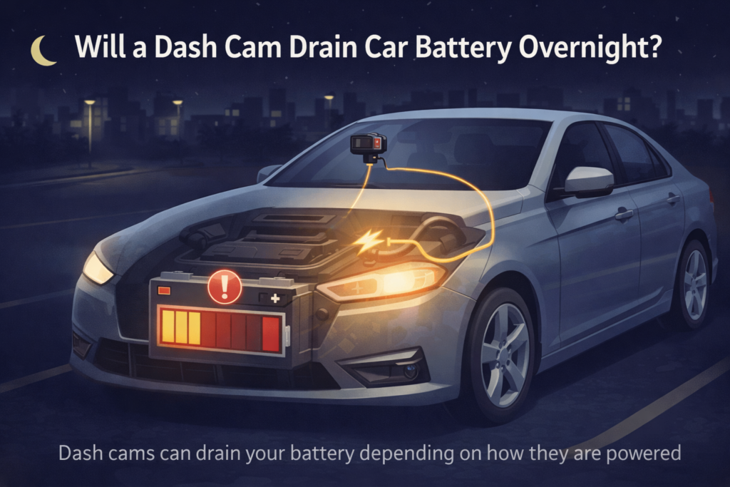 dash cam draining car battery overnight when vehicle is parked